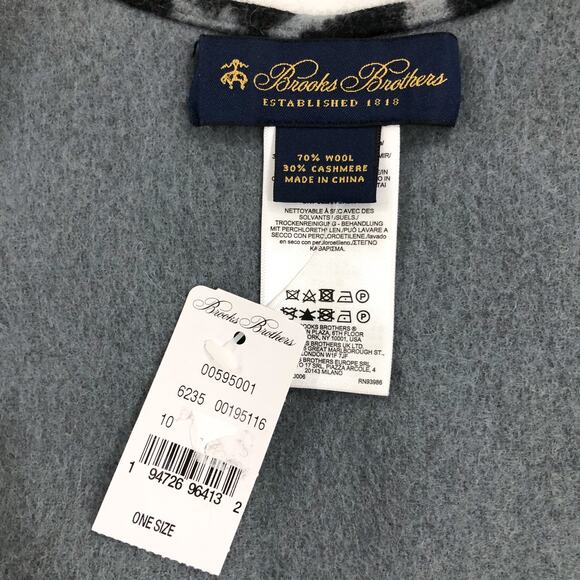 NWT Brooks Brothers Wool Cashmere Animal Print Ruana Wrap Shawl Fringe - Picture 5 of 9